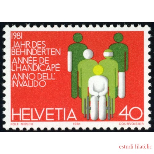 MED/VAR3/S Suiza Switzerland  Nº 1122   1981  Año inter. de los discapacitados Figuras humanas Lujo