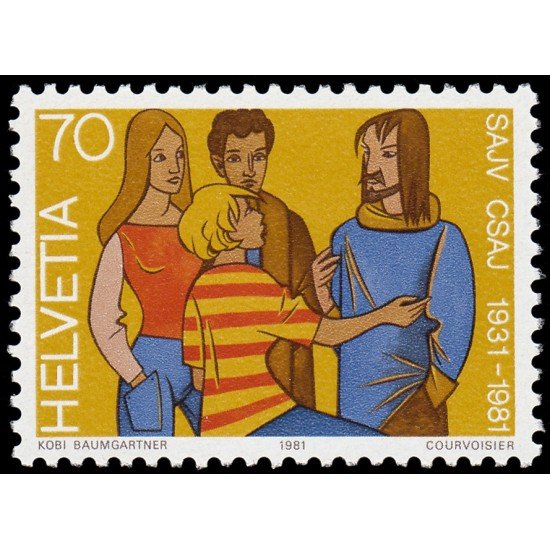 Suiza Switzerland 1137  1981 50 Aniv. del cartel suizo de las asociaciones juveniles Figuras humanas MNH