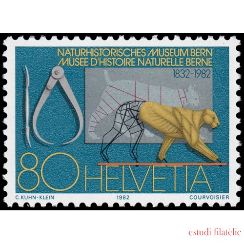 FAU1/S Suiza Switzerland 1146 1982 150 Aniv. del Museo de Historia Natural de Berna Instrumentos. lince MNH