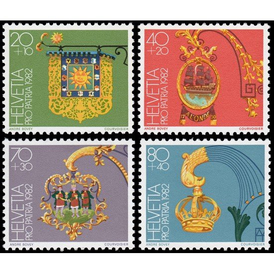 BA2/S Suiza Switzerland 1152/55 1982 Pro patria Insignias hoteleras MNH