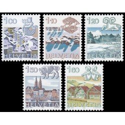Suiza Switzerland 1156/60 1982 Serie Signos de zodiaco y paisajes MNH Suiza Switzerland 1156/60 1982 Serie Signos de zodiaco y paisajes MNH