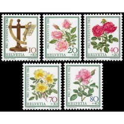 Suiza Switzerland 1165/69 1982 Por la juventud Día del sello Balanza para cartas del S XIX Flora, rosas MNH Suiza Switzerland 1165/69 1982 Por la juventud Día del sello Balanza para cartas del S XIX Flora, rosas MNH