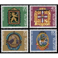 Suiza Switzerland 1180/83 1983 Pro patria Insignias de hoteles MNH Suiza Switzerland 1180/83 1983 Pro patria Insignias de hoteles MNH