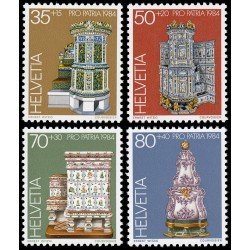 Suiza Switzerland 1201/04 1984 Pro patria Joyas de museos suizos Estufas de azulejos MNH Suiza Switzerland 1201/04 1984 Pro patria Joyas de museos suizos Estufas de azulejos MNH