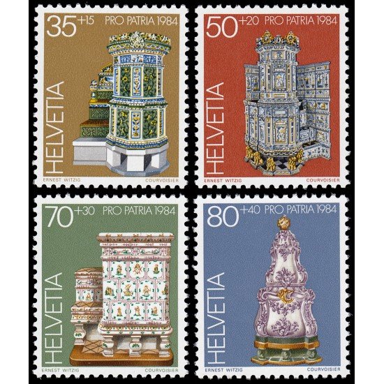 Suiza Switzerland 1201/04 1984 Pro patria Joyas de museos suizos Estufas de azulejos MNH