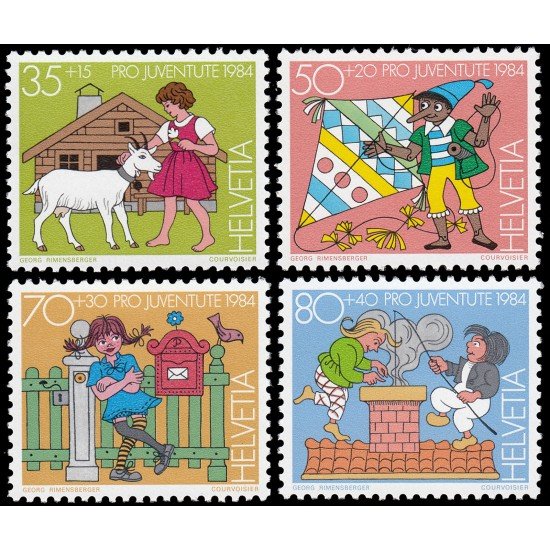 Suiza Switzerland 1213/16 1984 Por la juventud Personajes de libros infantiles MNH