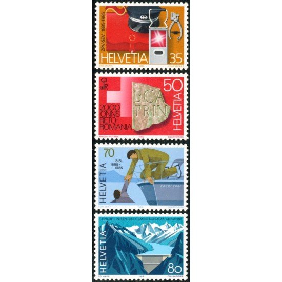 TRA2/S Suiza Switzerland 1219/22 1985 Aniversarios y acontecimientos MNH