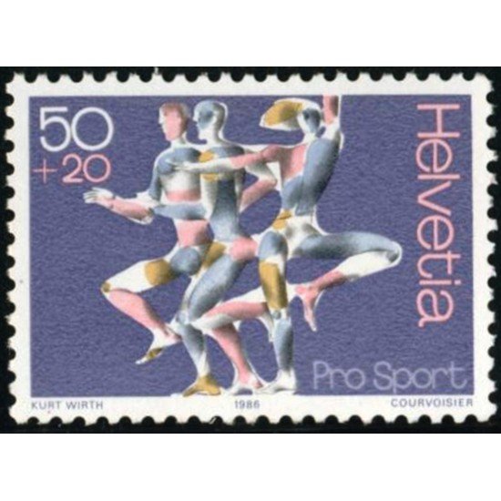 DEP7/S  Suiza Switzerland 1243 1986 Sorteo por el deporte Gimnastas MNH
