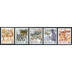 TRA2/S Suiza Switzerland Nº 1264/68 1987 Serie Transporte postal a través de los años Lujo TRA2/S Suiza Switzerland Nº 1264/68 1987 Serie Transporte postal a través de los años Lujo