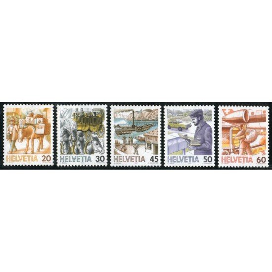 TRA2/S Suiza Switzerland  Nº 1264/68  1987  Serie Transporte postal a través de los años Lujo