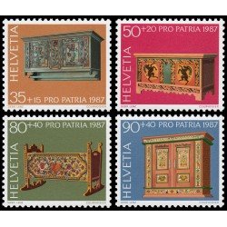 Suiza 1276/79 1987 Pro patria Tesoros de musoes suizos Muebles rústicos MNH Suiza 1276/79 1987 Pro patria Tesoros de musoes suizos Muebles rústicos MNH