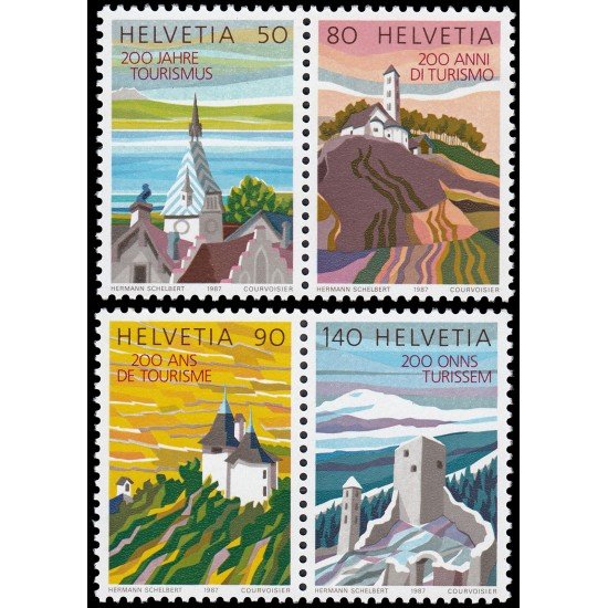 Suiza Switzerland 1280/83 1987 Bicentenario del turismo en Suiza Vistas MNH