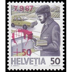 Suiza Switzerland 1287 1987 Ayuda a las víctimas de catástrofes sello nº 1267 con sobrecarga en carmín MNH Suiza Switzerland 1287 1987 Ayuda a las víctimas de catástrofes sello nº 1267 con sobrecarga en carmín MNH
