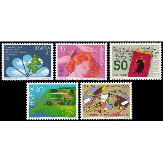 CIN/S Suiza Switzerland 1293/97 1988 Aniversarios y acontecimientos MNH
