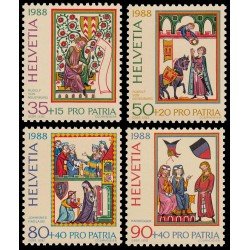 Suiza 1300/03 1988 Pro patria 700 años de arte y de cultura MNH Suiza 1300/03 1988 Pro patria 700 años de arte y de cultura MNH