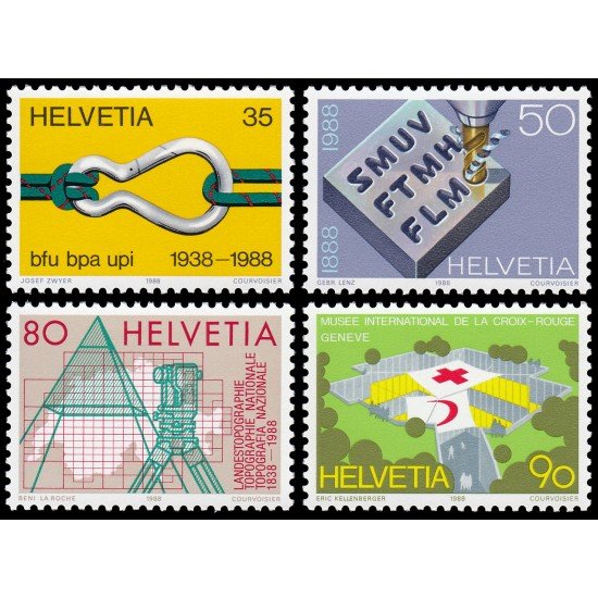 MED/S  Suiza Switzerland 1304/07 1988  Aniversarios y acontecimientos MNH