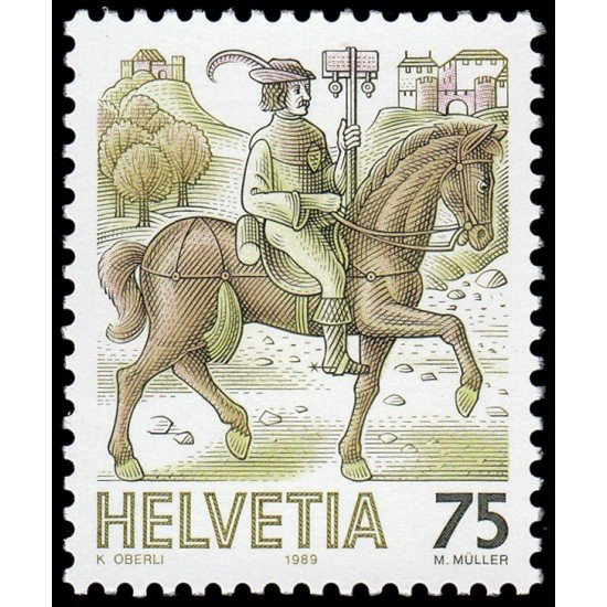 Suiza Switzerland 1313 1989 Serie Transporte postal a través de los años MNH