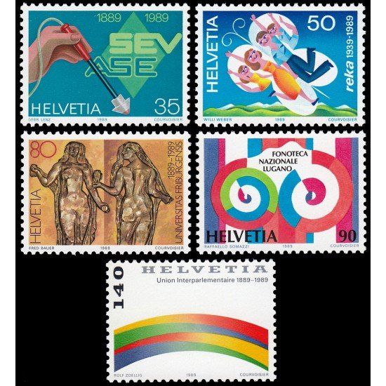Suiza Switzerland 1327/31 1989 Aniversarios y acontecimientos MNH