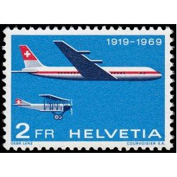 TRA1/S Suiza Switzerland A-46 1969 50 Aniv. del correo aéreo oficial Avión MNH