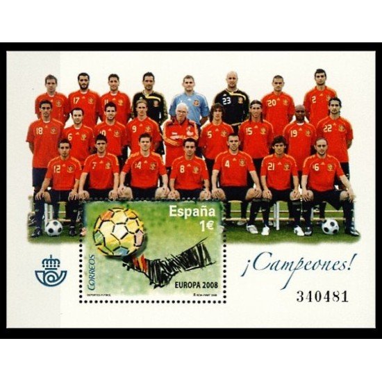 España Spain 4429 2008 Selección Española de Fútbol campeona de Europa 2008 MNH España Spain 4429 2008 Selección Española de Fútbol campeona de Europa 2008 MNH