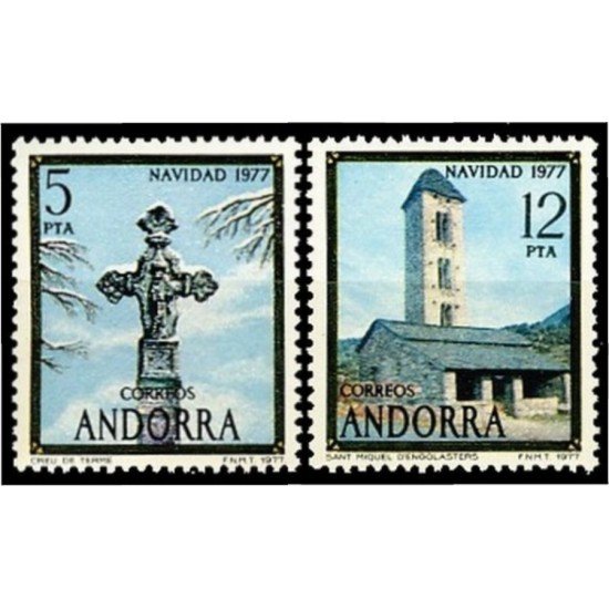 Andorra Española 110/11 1977 Navidad 77 MNH Andorra Española 110/11 1977 Navidad 77 MNH