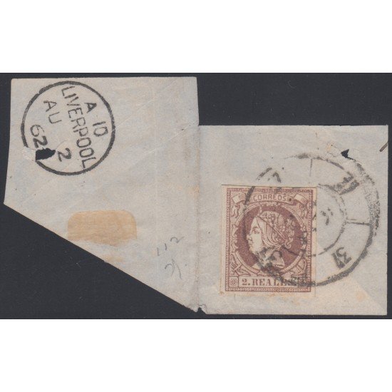 España Spain 56 1860 - 1861 Isabel II Sobre Fragmento