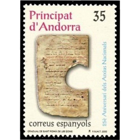 Andorra Española 282 2000 Aniv. Archivos Nacionales MNH