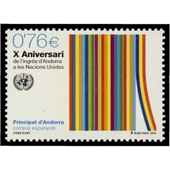 Andorra Española 308 2003  X Aniversario ONU MNH