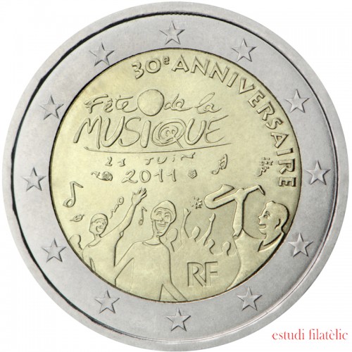 Francia 2011 2 € euros conmemorativos 30º Av Fiesta de la Música 