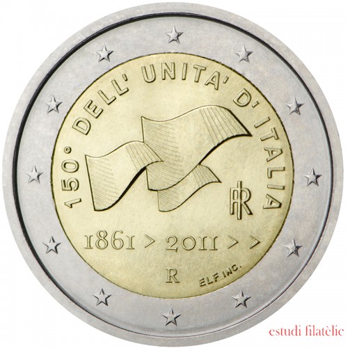 Italia 2011 2 € euros conmemorativos 150º Aniv. de la Unificación italiana