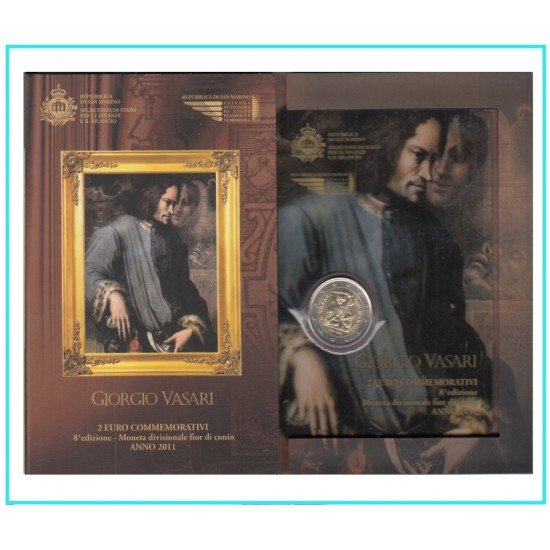 San Marino 2011 2 € euros conmemorativos Cartera Oficial Giorgio Vasari