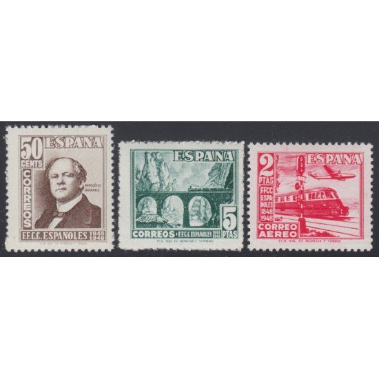 España Spain 1037/39 1948 Ferrocarril Tren MNH