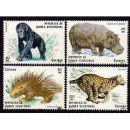 Guinea Ecuatorial 39/42 1983 Fauna Hipopótamo Mono Tigre MNH