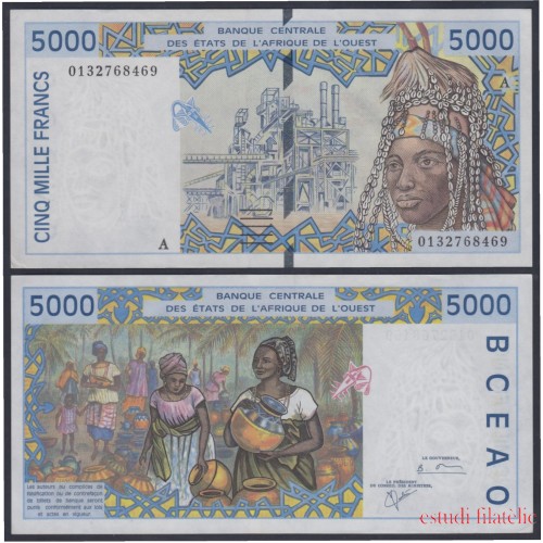África Estados de oeste Burkina Faso  5000 Francs 1992 billete banknote sin circular