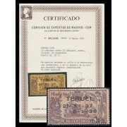 España Spain NE 32 1938 No emitidos No Expendidos Teruel Certificado CEM  MNH 