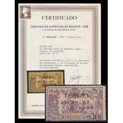 España Spain NE 32 1938 No emitidos No Expendidos Teruel Certificado CEM  MNH