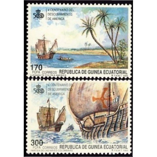 Guinea Ecuatorial 129/30 1990 V Centenario del descubrimiento de América MNH Guinea Ecuatorial 129/30 1990 V Centenario del descubrimiento de América MNH