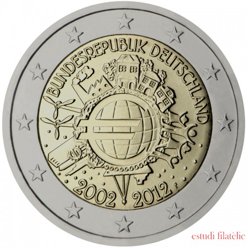 Alemania 2012 2 € euros conmemorativos  X Aniversario del euro  ( 5 monedas )
