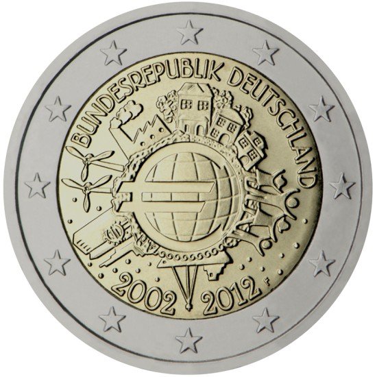 Alemania 2012 2 € euros conmemorativos X Aniversario del euro ( 5 monedas ) Alemania 2012 2 € euros conmemorativos X Aniversario del euro ( 5 monedas )