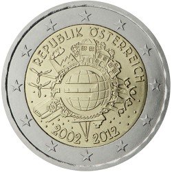 Austria 2012 2 € euros conmemorativos X Aniversario del euro Austria 2012 2 € euros conmemorativos X Aniversario del euro