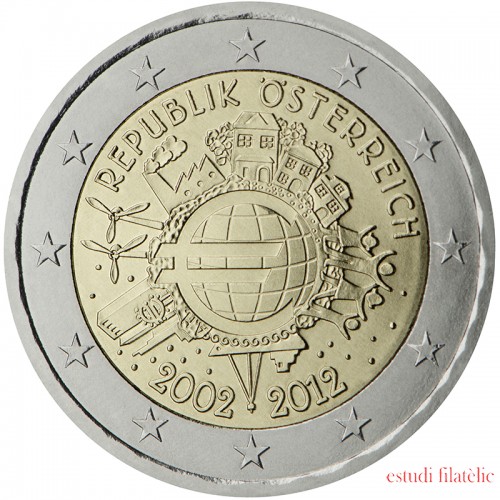 Austria  2012 2 € euros conmemorativos X Aniversario del euro