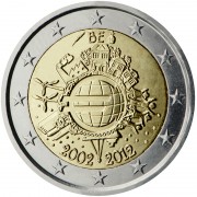 Bélgica  2012 2 € euros conmemorativos X Aniversario del euro