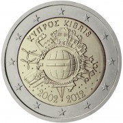 Chipre 2012 2 € euros conmemorativos X Aniversario del euro