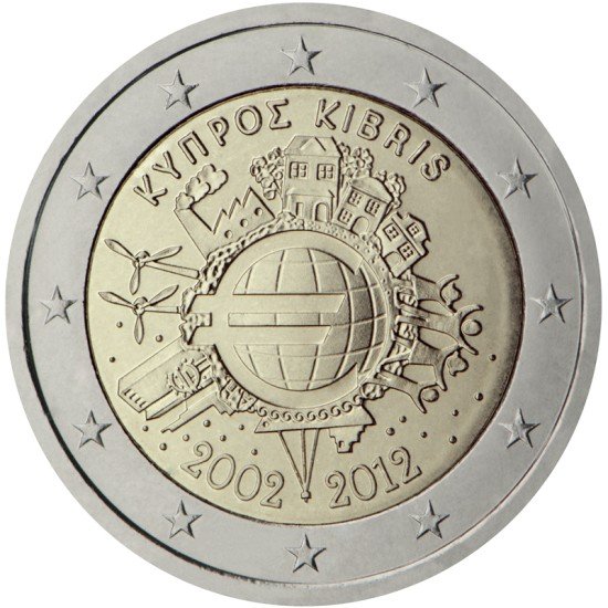 Chipre 2012 2 € euros conmemorativos X Aniversario del euro Chipre 2012 2 € euros conmemorativos X Aniversario del euro