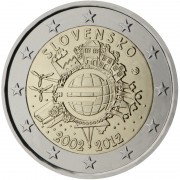 Eslovaquia  2012 2 € euros conmemorativos X Aniversario del euro