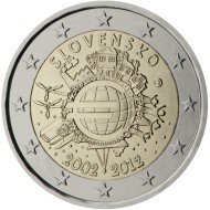 Eslovaquia  2012 2 € euros conmemorativos X Aniversario del euro