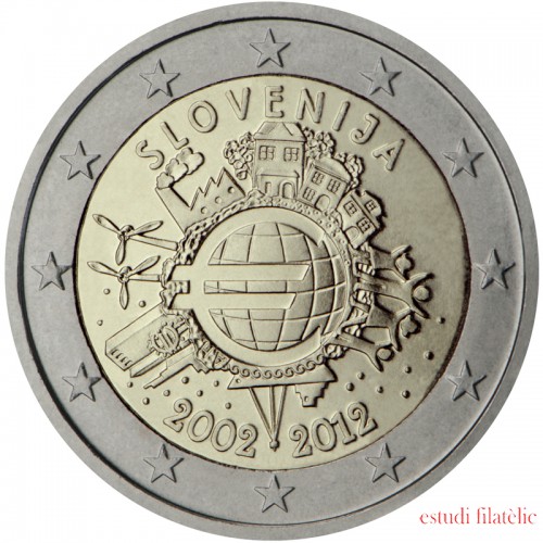 Eslovenia 2012 2 € euros conmemorativos X Aniversario del euro