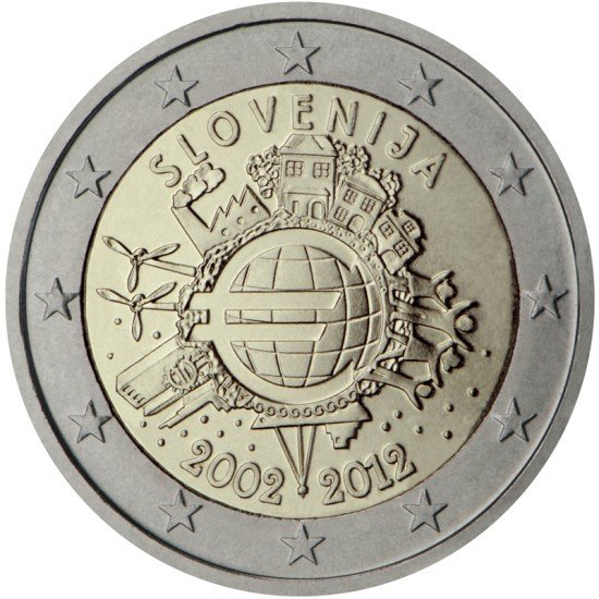 Eslovenia 2012 2 € euros conmemorativos X Aniversario del euro Eslovenia 2012 2 € euros conmemorativos X Aniversario del euro