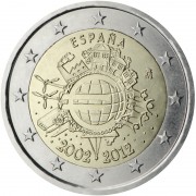 España 2012 2 € euros conmemorativos X Aniversario del euro