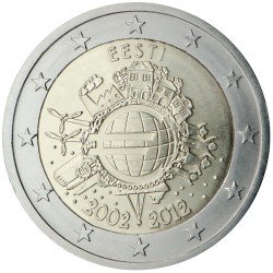 Estonia 2012 2 € euros conmemorativos X Aniversario del euro Estonia 2012 2 € euros conmemorativos X Aniversario del euro